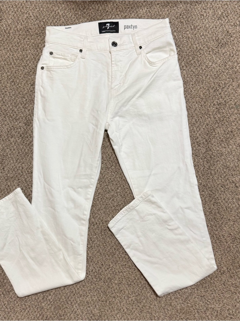 7 For All Mankind White Denim Jeans - Paxtyn-28